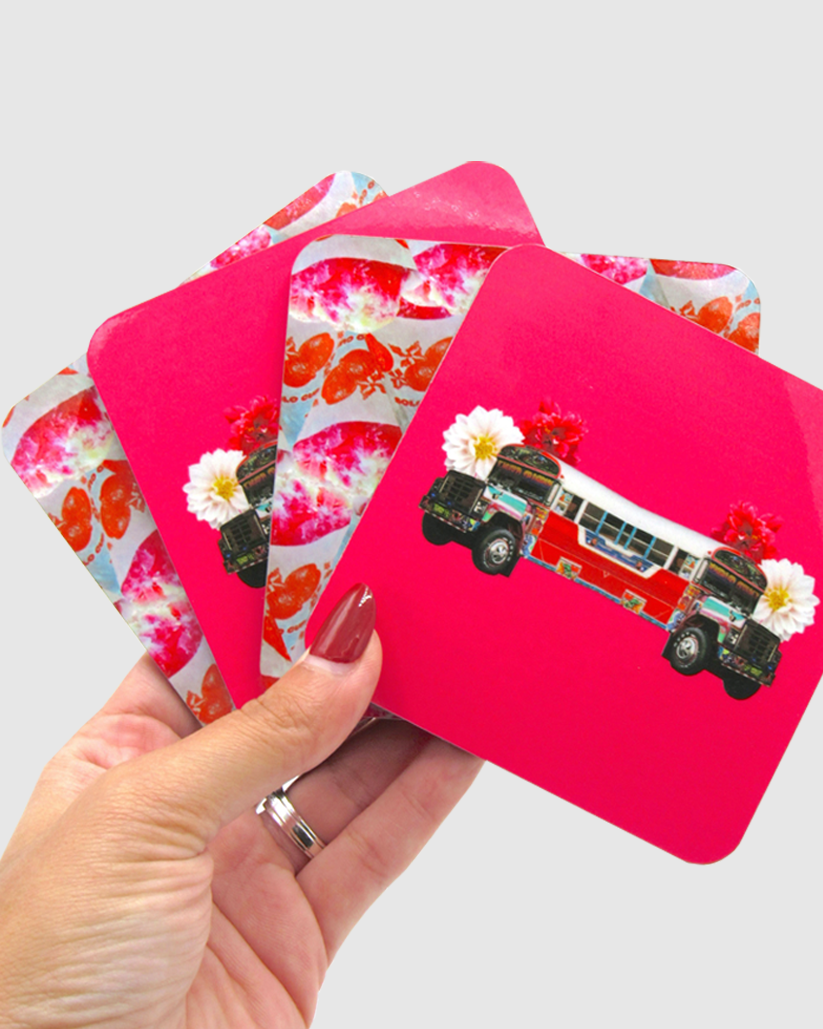 Coaster Set Raspao Diablo Rojo Pink
