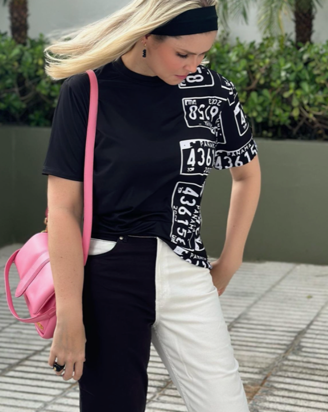 Panama Tshirt Black and White